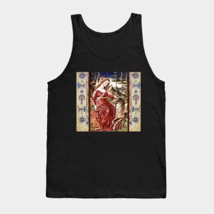 LADY AND UNICORN WITH MEDIEVAL FLORAL MOTIFS Tank Top